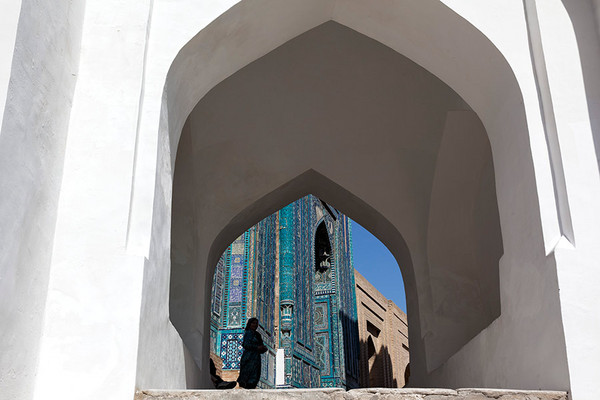 Usbekistan Reise  Eingang zur Gräberstraße Schah-i-Sinda, Samarkand