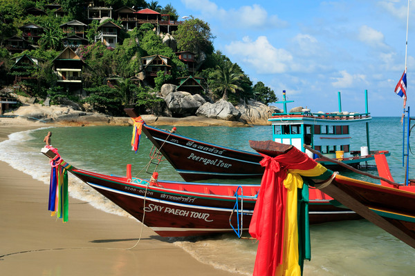 Boote in Bucht, Ko Phangan