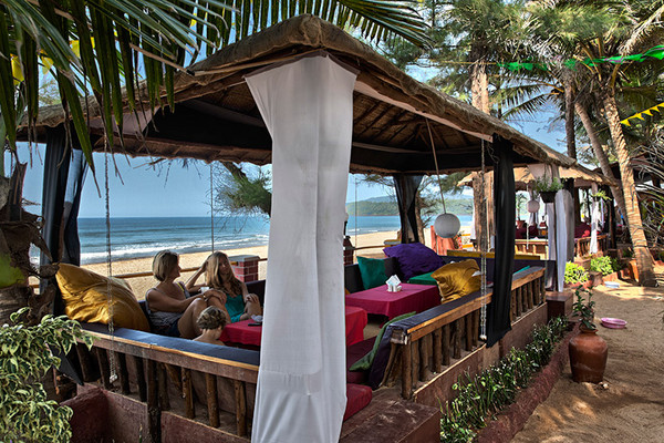 Indien Reise (Südindien)  Gemütliches Strandrestaurant, Goa